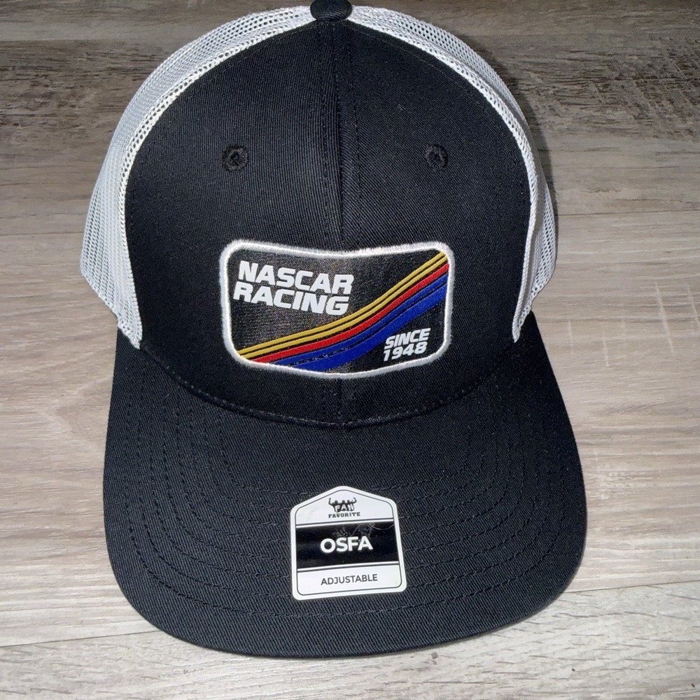 NASCAR Racing Retro Snapback Black White Mens Cap / Hat Car Gear Yellow Blue Red